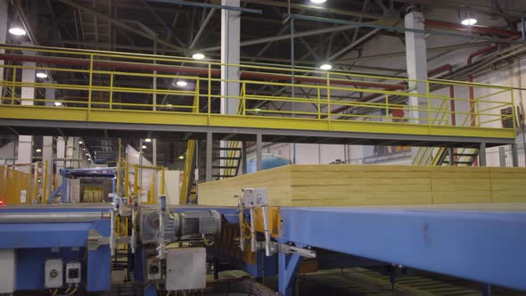 Stacked Slabs of Rockwool Moving along Automated Conveyor Belt, Stock ...