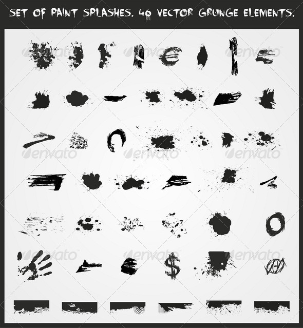 Set of Paint Splashes - 46 Vector Grunge Elements - Decorative Symbols Decorative