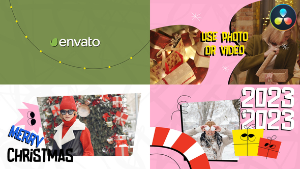 Colorful New Year And Christmas Slideshow | DaVinci Resolve