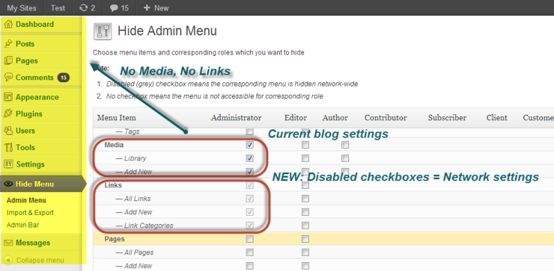 wordpress plugin ozh hiide admin panels