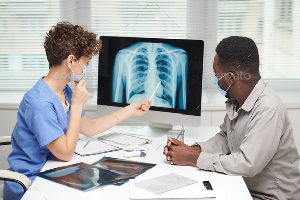 Showing X-ray Shot On Computer Monitor - Stock Photo - Images