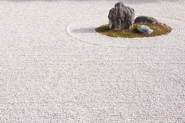 Flower garden with zen rocks hi-res stock photography and images