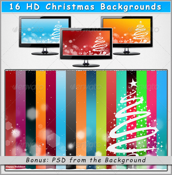 16 HD Christmas Backgrounds on Different Colors - Abstract Backgrounds