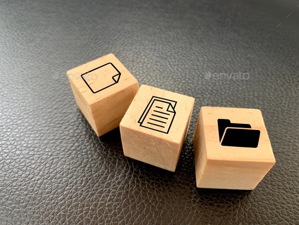 file icons are arranged into folders. Concept document management system or DMS - Stock Photo - Images