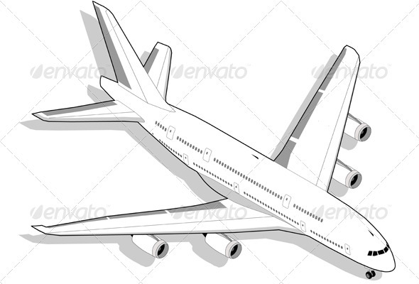 Isometric White Airplane - Travel Conceptual