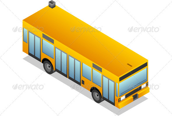 Isometric Yellow Bus - Miscellaneous Vectors