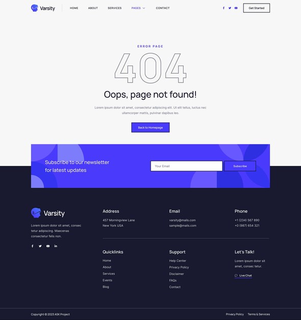 Varsity – Virtual Augmented Reality Services Elementor Template Kit