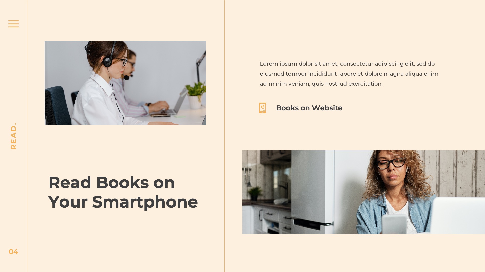 Read Digital Book Library Application PowerPoint, Presentation Templates