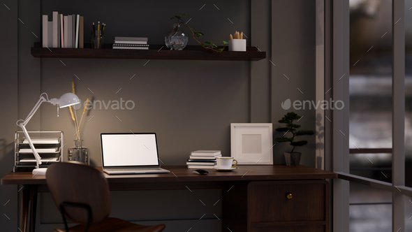 Laptop, Phone And Other Office Stuff On Table Stock Photo, Picture