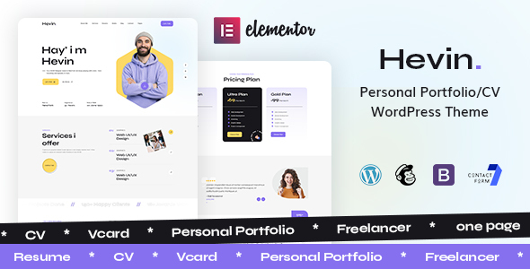 Hevin  Personal Portfolio/CV WordPress Theme