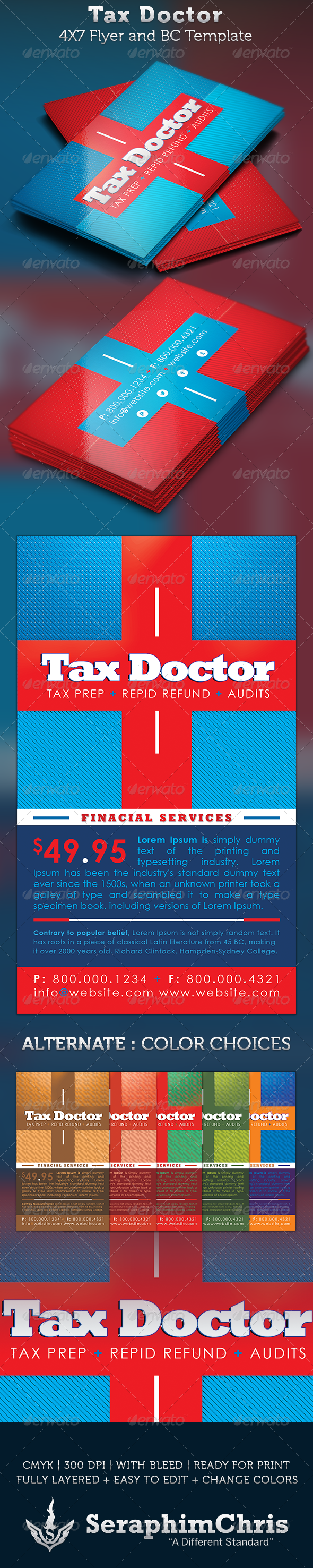 Tax Doctor Business Card and Flyer Template - Corporate Flyers