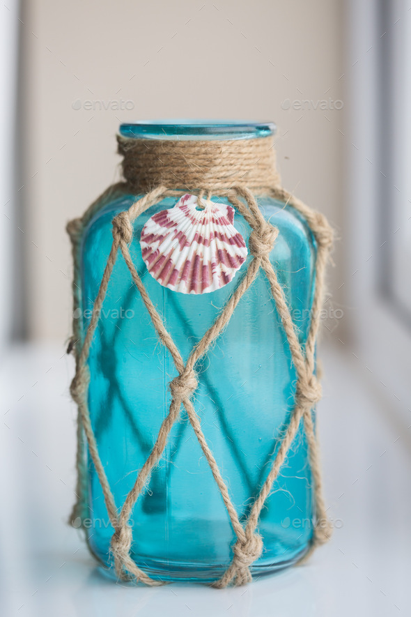 Seashell Decorative Glass Jar