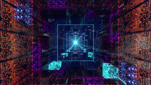 Hi-tech neon sci-fi tunel