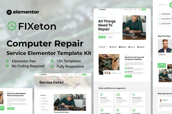 Fixeton - Computer Repair Service Elementor Template Kit