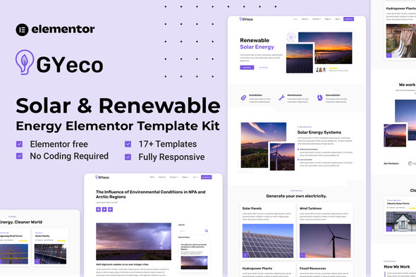 GYeco - Solar & Renewable Energy Elementor Template Kit