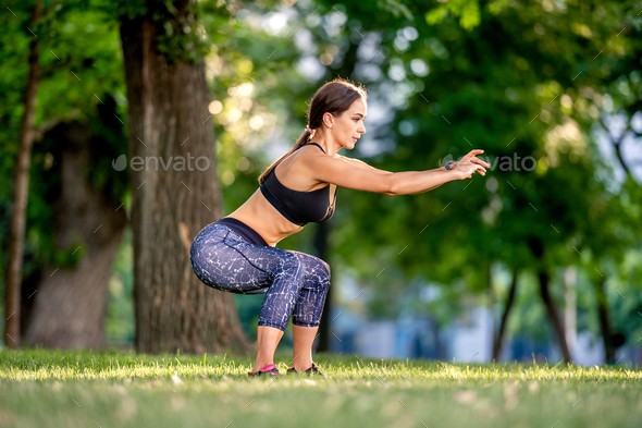 Girl doing yoga at nature