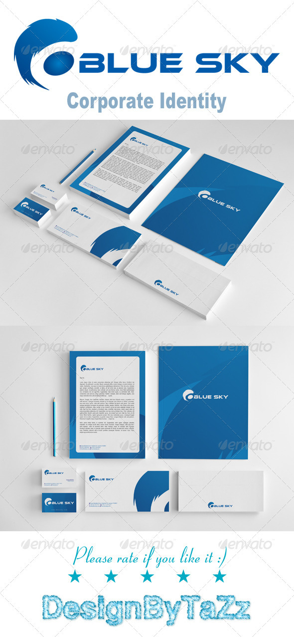 Blue Sky Corporate Identity Package - Stationery Print Templates
