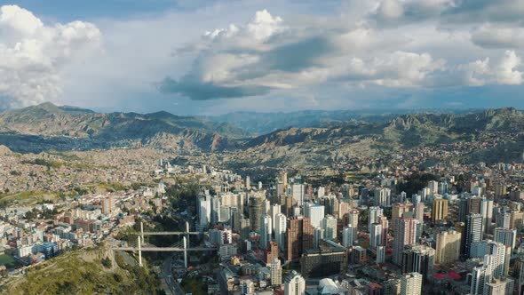 Aerial view of city La Paz in Bolivia 4K