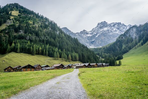 Beautiful view of Nenzinger Himmel alpine resort in Vorarlberg, Austria. - Stock Photo - Images