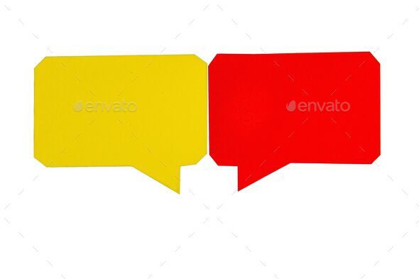 two colored conversation bubbles with a white background