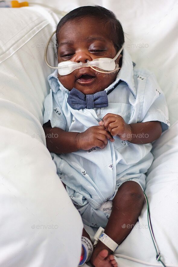 african american newborn baby boy in hospital