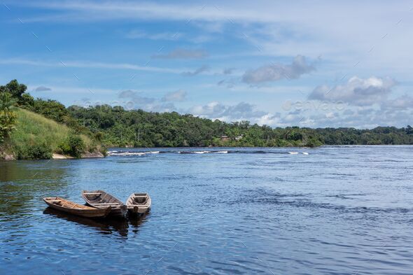 Amazon River in Sao Gabriel da Cachoeira city, Amazonas, Brazil. Amazon rainforest beautiful