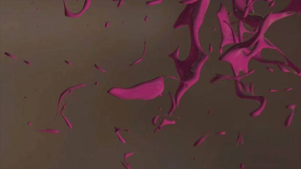 3D animation of pink paint pouring out of a bucket