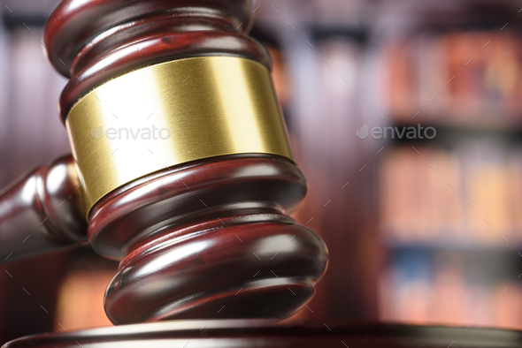 Close up of wooden judge gavel - Stock Photo - Images
