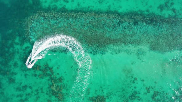 Aerial view of Koh Larn beach, Pattaya with blue turquoise seawater