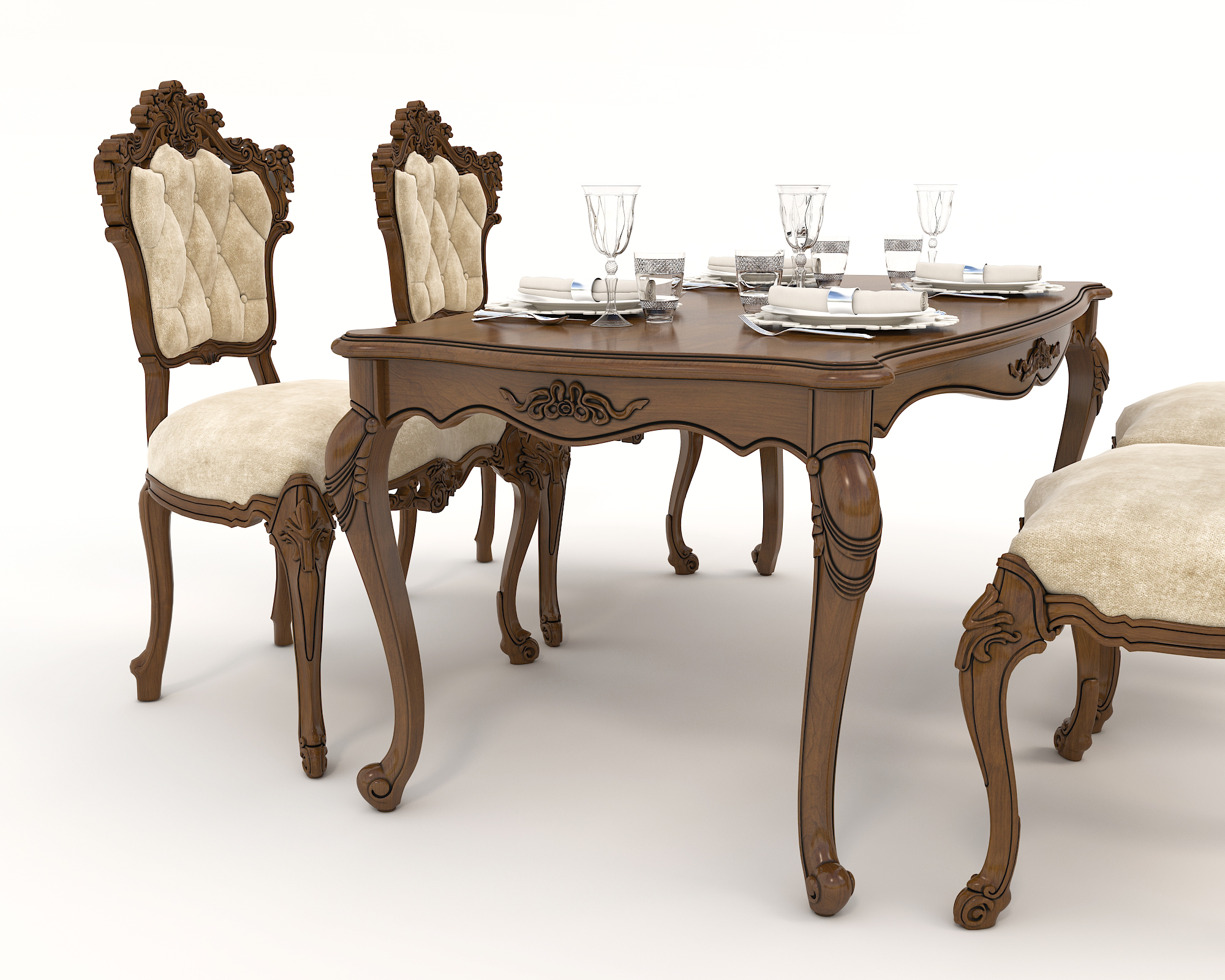 Classic Dining Table and Chairs 21 by nhattuankts | 3DOcean