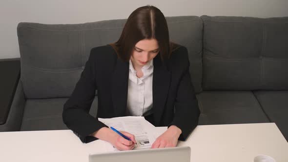 Businesswoman Working with Laptop Online Distance Education Video Call Conference alt