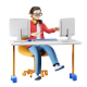 Boy Working in the Office 3D Illustration