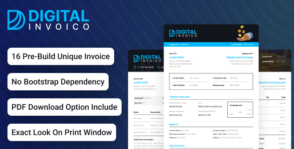 Digital Invoico - Invoice HTML Template for Ready to Print
