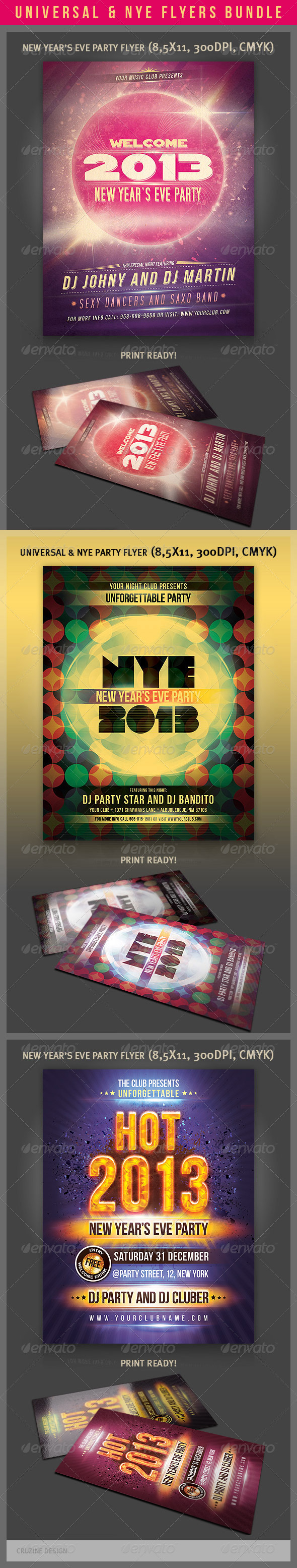 Universal & NYE Party Flyers Bundle - Clubs & Parties Events