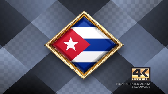 Cuba Flag Rotating Badge 4K Looping with Transparent Background