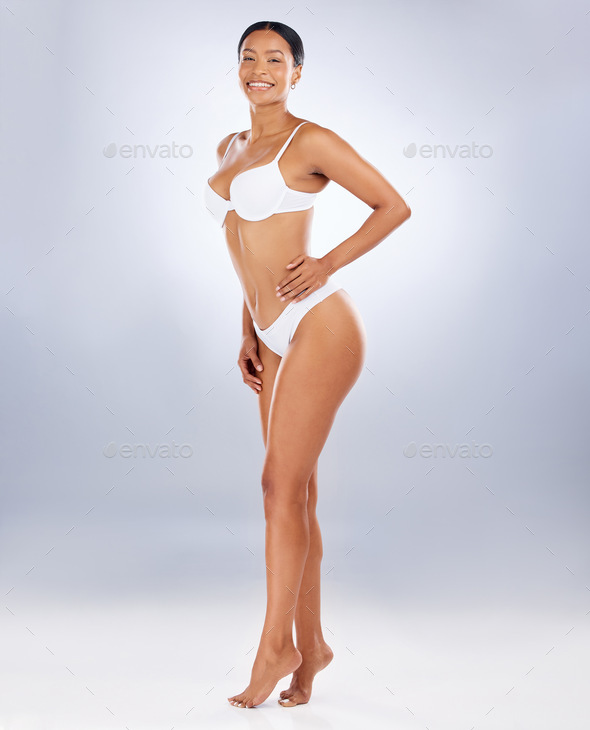 Beauty Black Woman Wearing Underwear Body Stock Photo, Picture and
