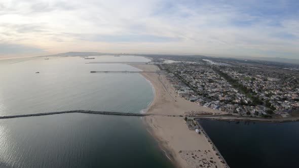 Seal Beach California Aerial View Flying Above The Coast alt