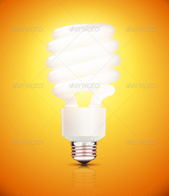 Orange Fluorescent Lightbulb - Man-made Objects Objects