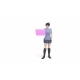 3d Character Girl with a Pink Laptop Stands 3d