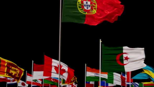 Portugal Flag With World Flags In Alpha Channel