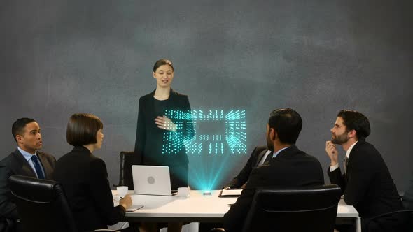 Team of businesspeople discussing in meeting alt