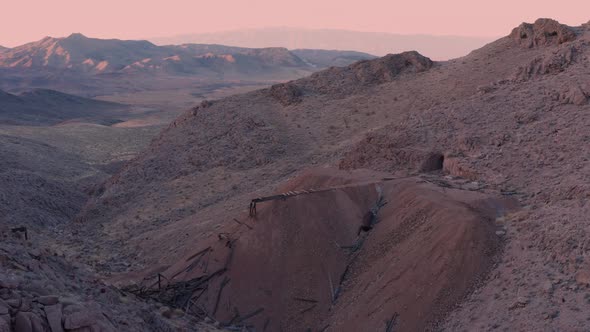 Noonday Mine  - Trestle Bridge Ruins - Tecopa, CA - Aerial alt