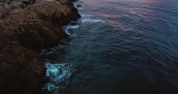 Nice, France, Aerial Footage of Lighthouse, Beautiful Sunrise Above the Mediterranean Sea alt
