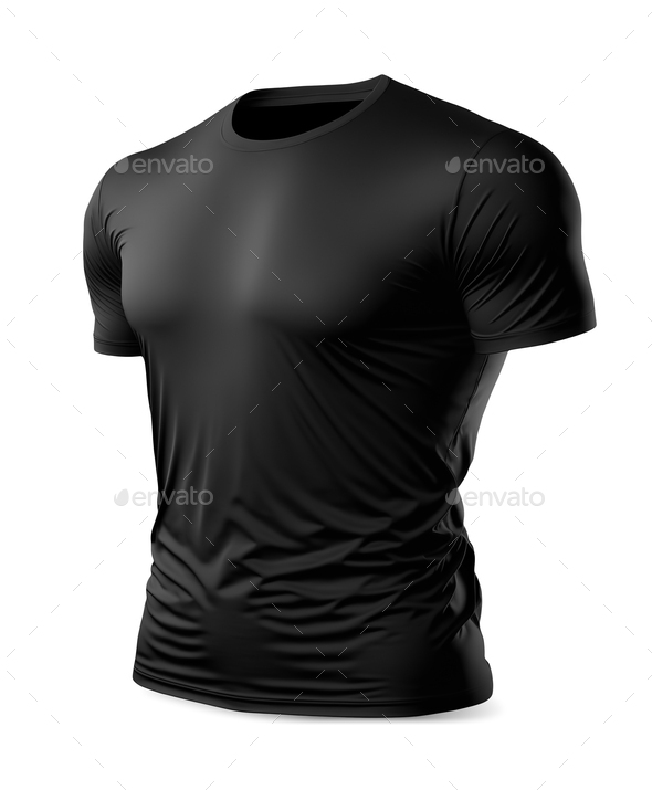 T-shirt mockup with a sporty, athletic style. Black color male.