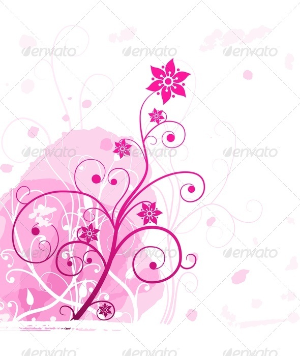 Pink Grunge Flower - Backgrounds Decorative