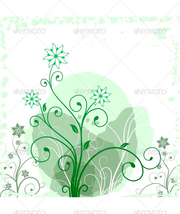 Green Grunge Flower - Backgrounds Decorative