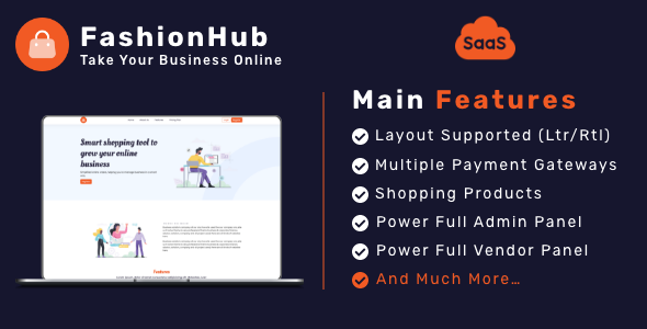 FashionHub SaaS  Multi Vendor SaaS eCommerce Business Website Builder SaaS
