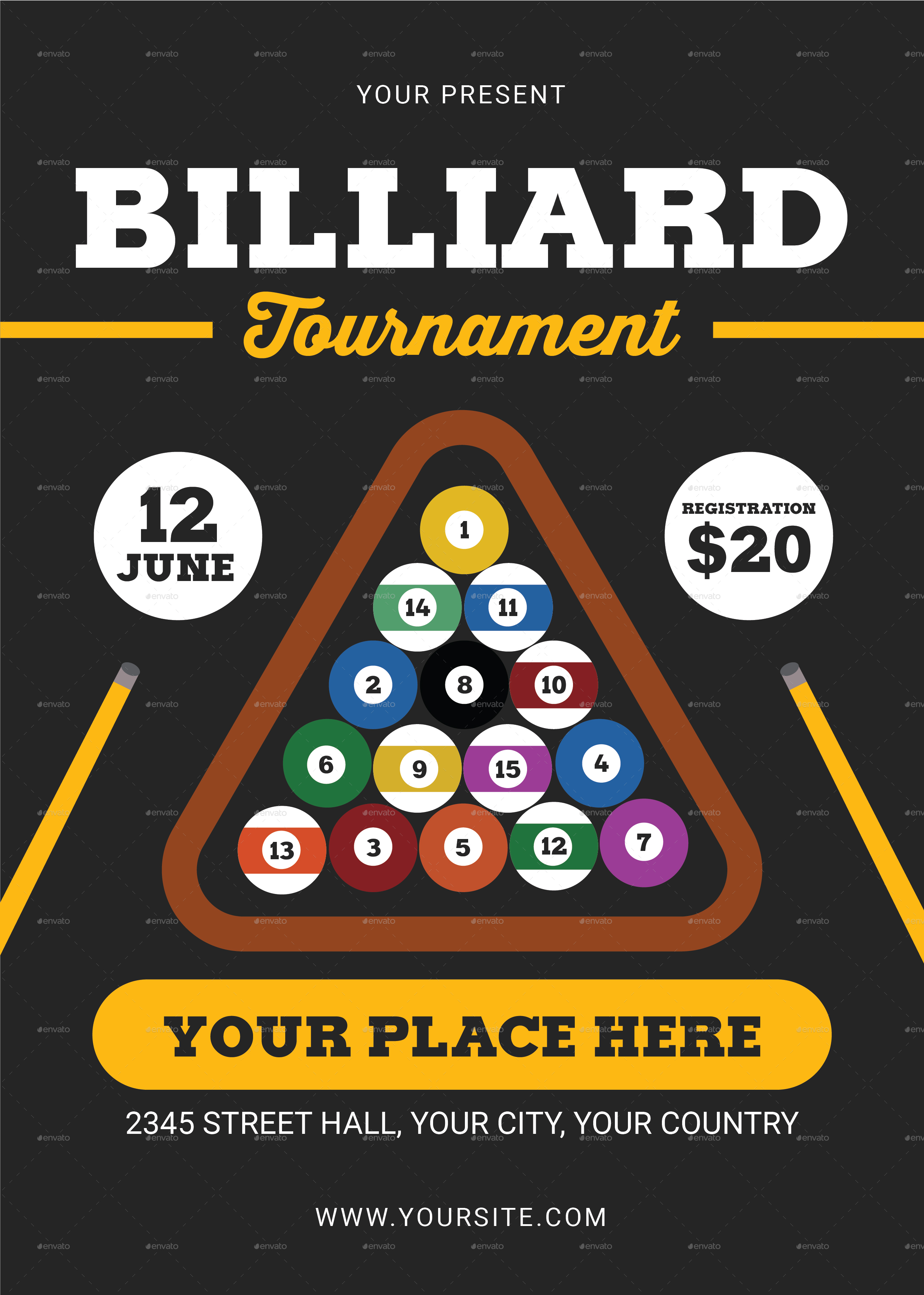 Billiard Tournament Flyer, Print Templates | GraphicRiver