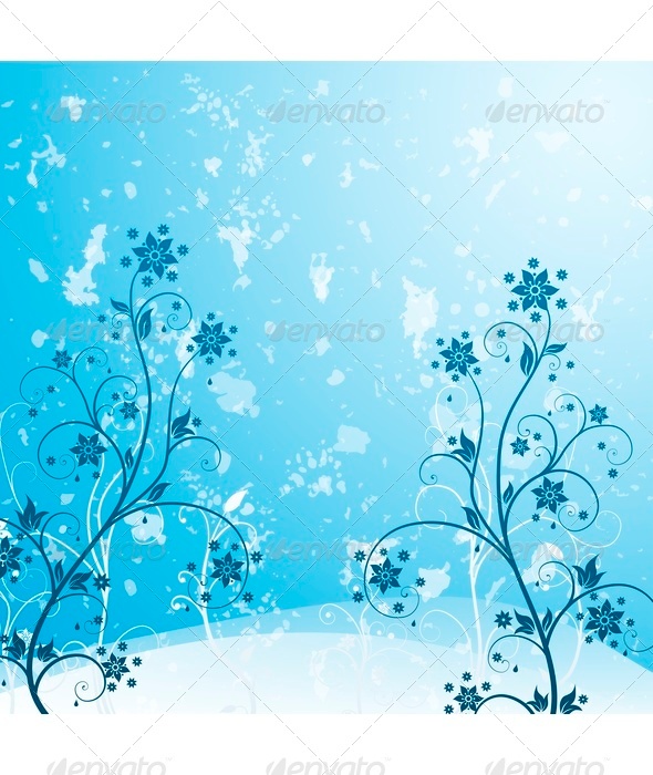 Blue Grunge Flower - Backgrounds Decorative