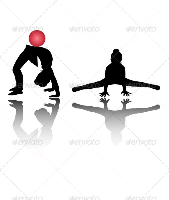 Silhouettes of Girl Gymnasts - Sports/Activity Conceptual